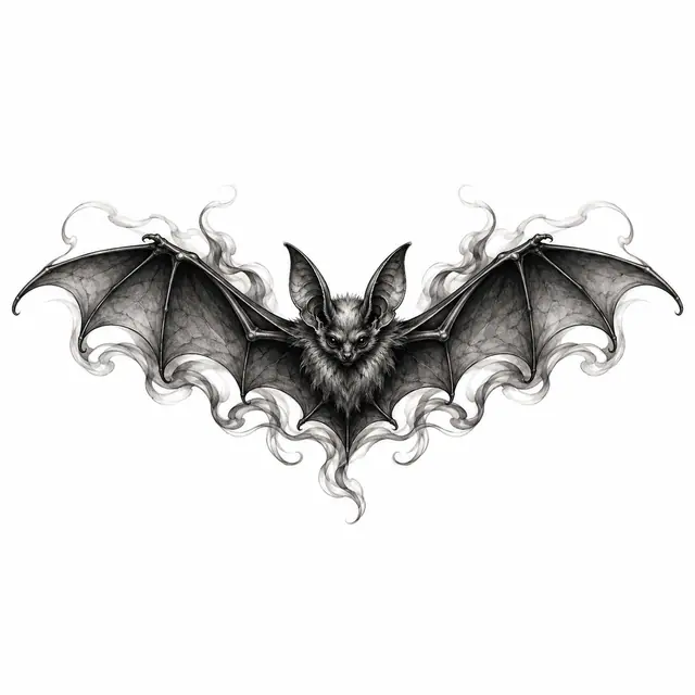 Black and grey gothic bat tattoo design for the wrist