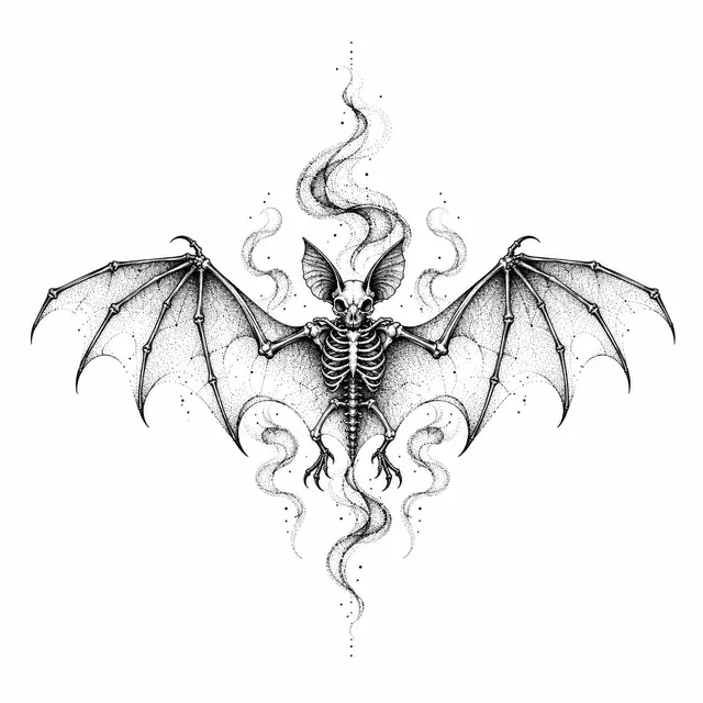 Dotwork gothic bat tattoo design for the wrist