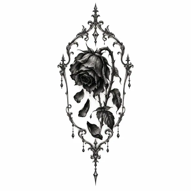 Black and grey black rose tattoo design for the wrist
