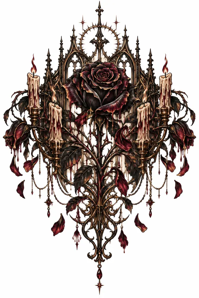 Neo-traditional black rose tattoo design for the back