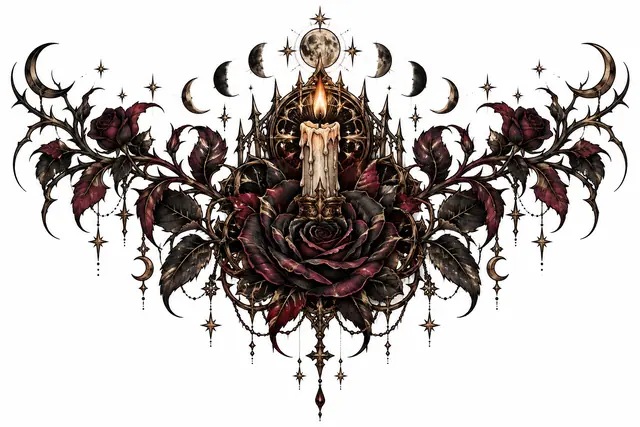 Neo-traditional black rose tattoo design for the chest