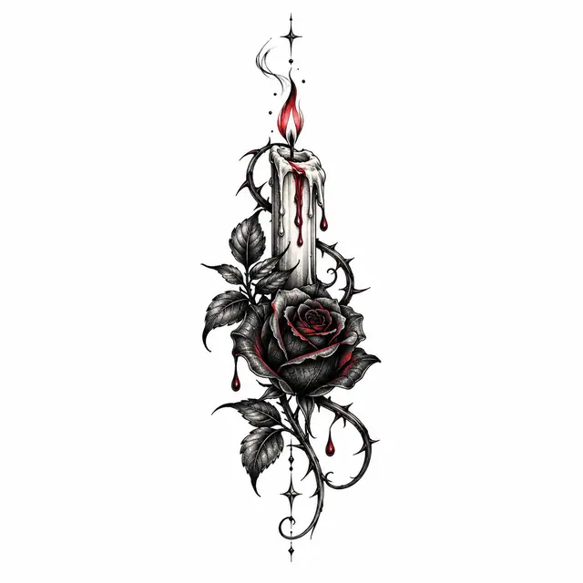 Red and black black rose tattoo design for the ankle