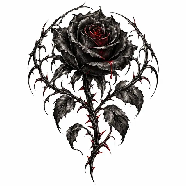 Red and black black rose tattoo design for the shoulder