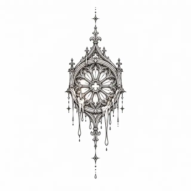 Fine-line gothic cathedral tattoo design for the wrist