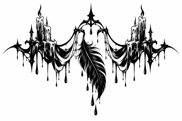 Blackwork fallen angel tattoo design for the chest
