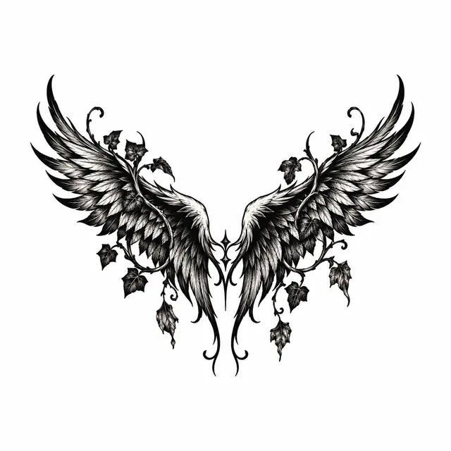 Blackwork fallen angel tattoo design for the wrist
