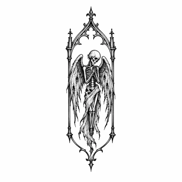 Dotwork fallen angel tattoo design for the wrist
