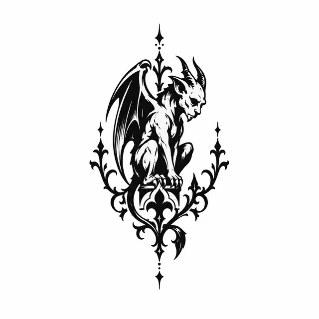 Blackwork gargoyle tattoo design for the wrist