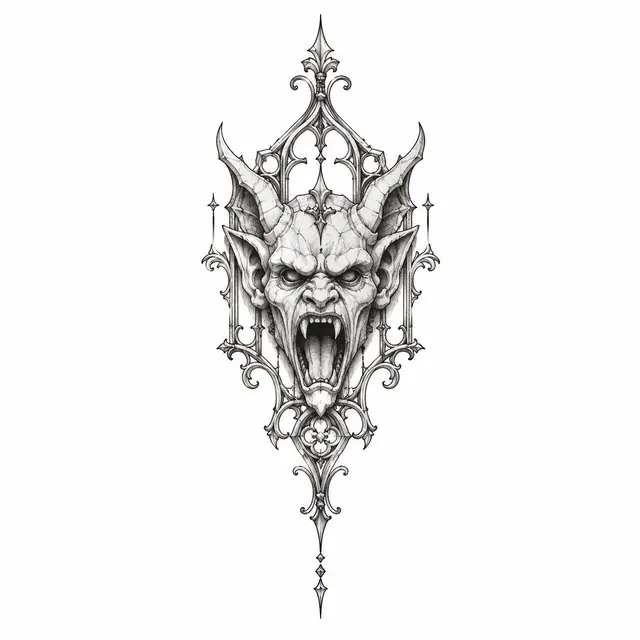 Fine-line gargoyle tattoo design for the wrist