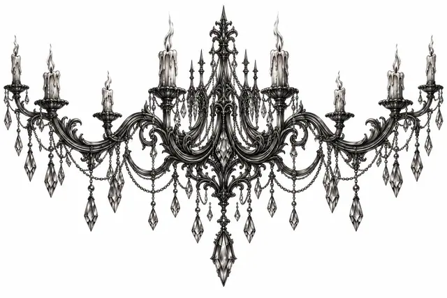Black and grey gothic lace tattoo design for the chest