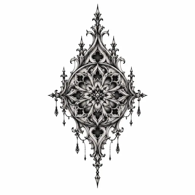 Black and grey gothic lace tattoo design for the wrist