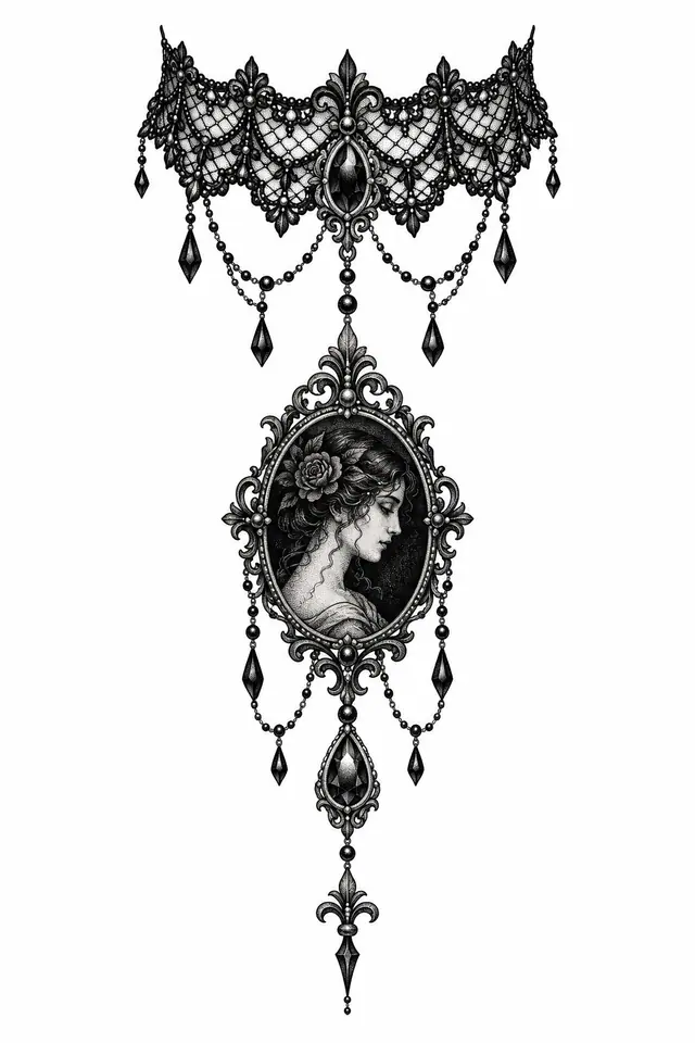 Dotwork gothic lace tattoo design for the forearm