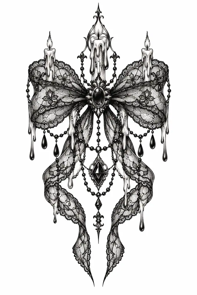 Dotwork gothic lace tattoo design for the hand