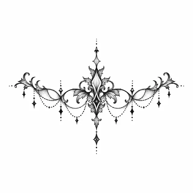 Dotwork gothic lace tattoo design for the wrist