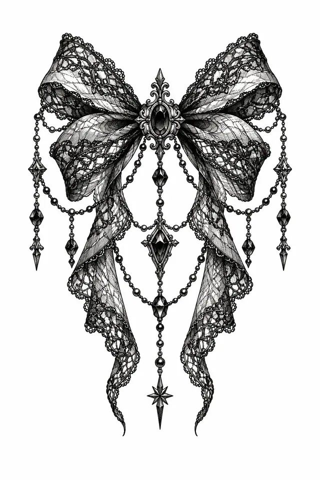 Engraving-style gothic lace tattoo design for the hand