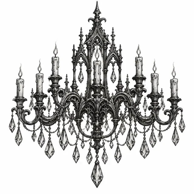 Engraving-style gothic lace tattoo design for the shoulder