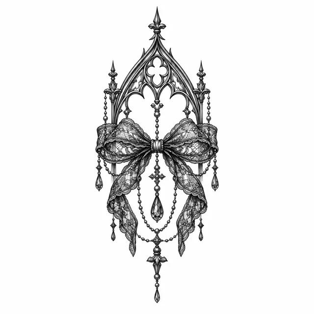 Engraving-style gothic lace tattoo design for the wrist