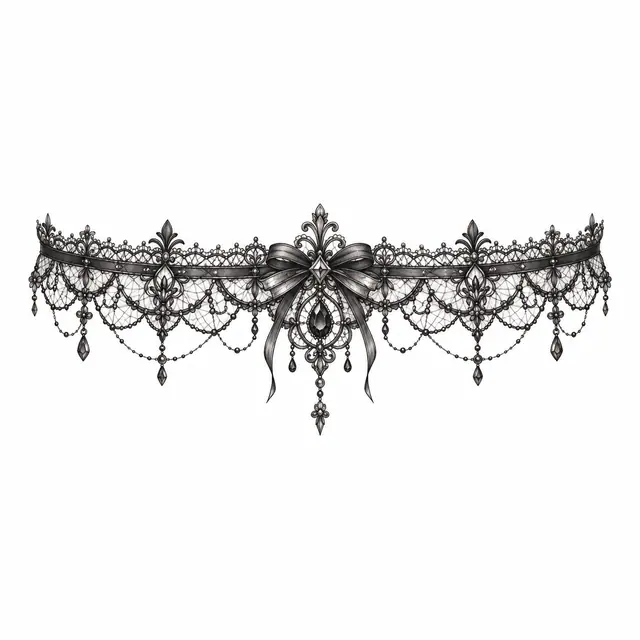 Fine-line gothic lace tattoo design for the ankle