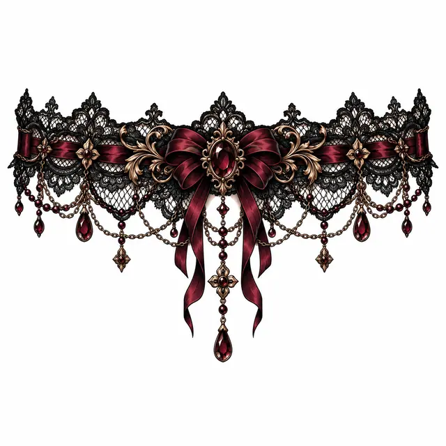 Neo-traditional gothic lace tattoo design for the ankle