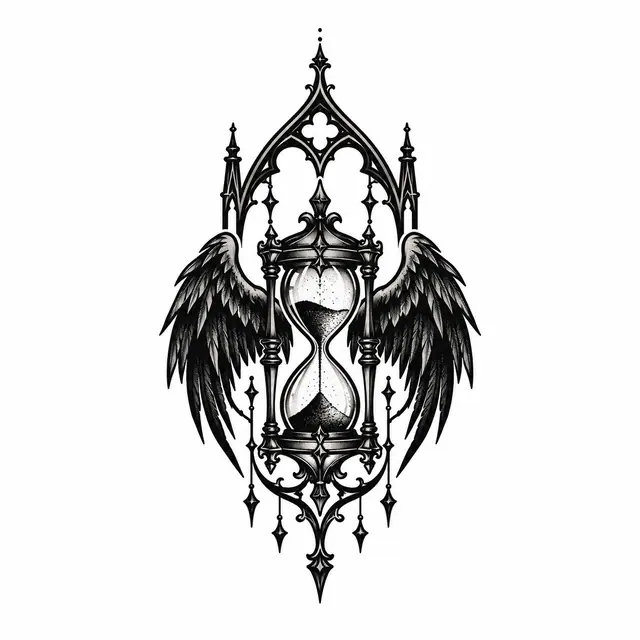 Blackwork memento mori tattoo design for the ankle