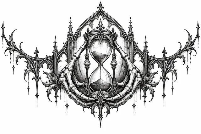 Dotwork memento mori tattoo design for the chest