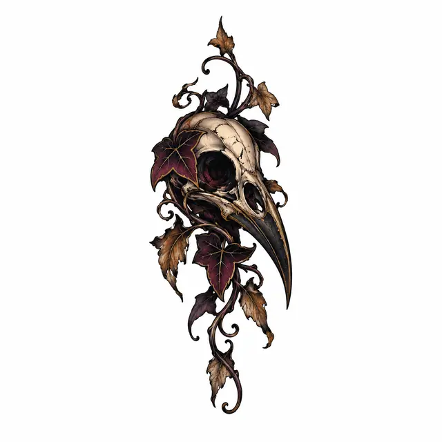 Neo-traditional gothic raven tattoo design for the wrist