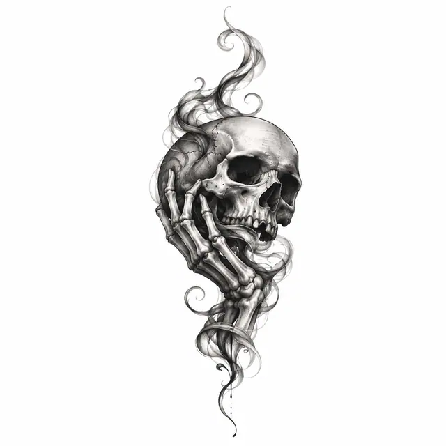 Black and grey gothic skull tattoo design for the ankle