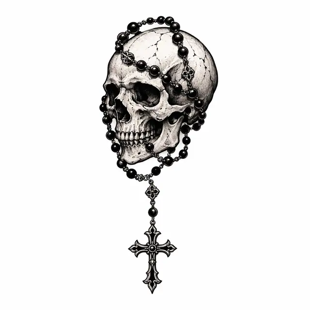Blackwork gothic skull tattoo design for the ankle