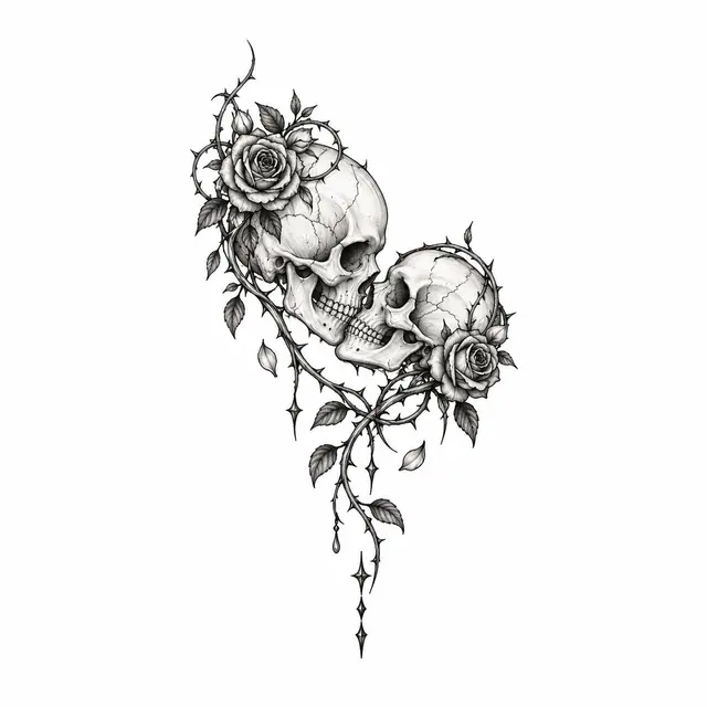 Fine-line gothic skull tattoo design for the wrist