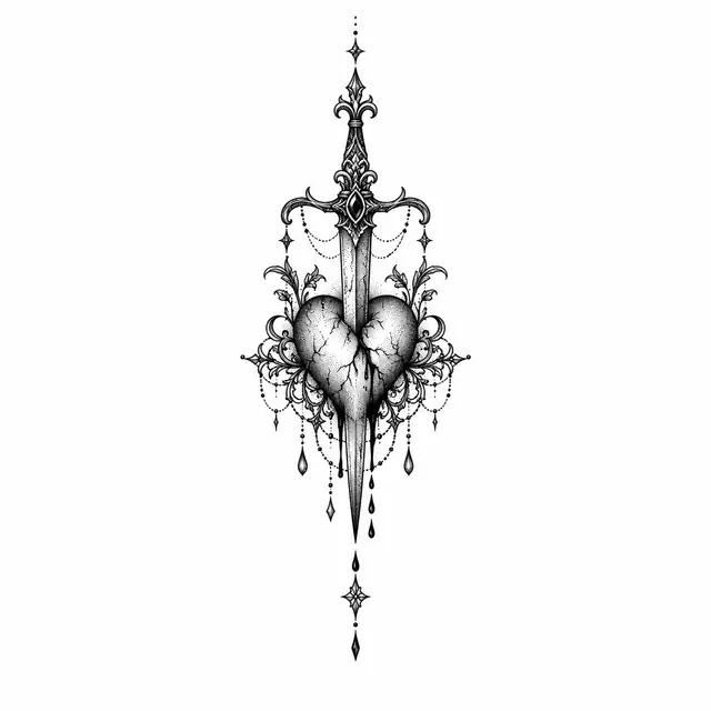 Dotwork snake and dagger tattoo design for the ankle