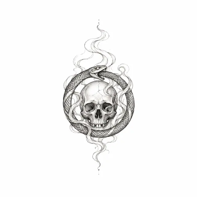 Fine-line snake and dagger tattoo design for the wrist
