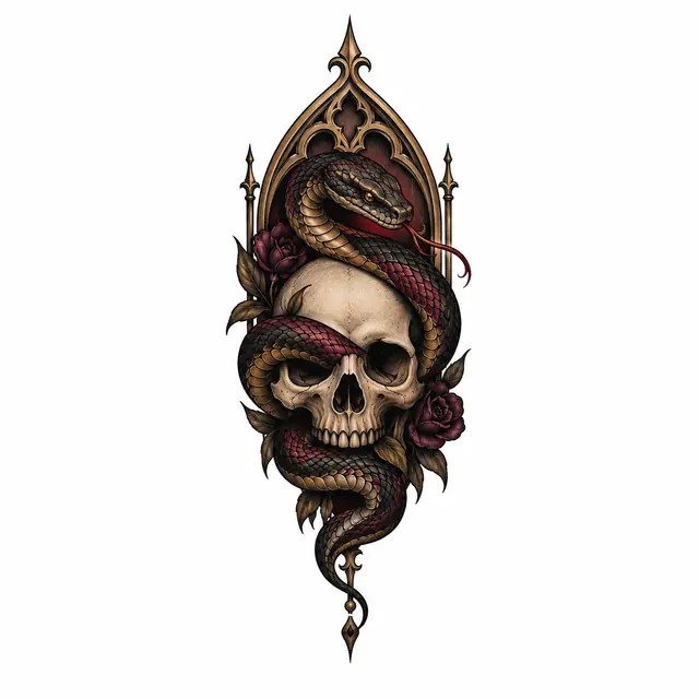 Neo-traditional snake and dagger tattoo design for the wrist