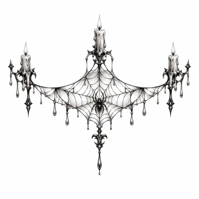 Black and grey gothic spider tattoo design for the ankle