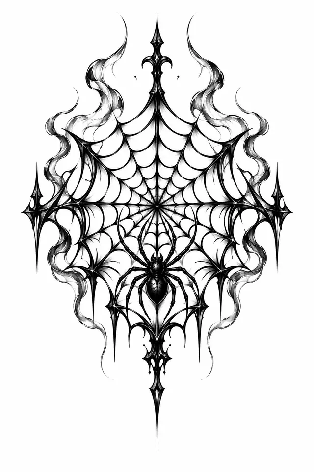 Blackwork gothic spider tattoo design for the hand