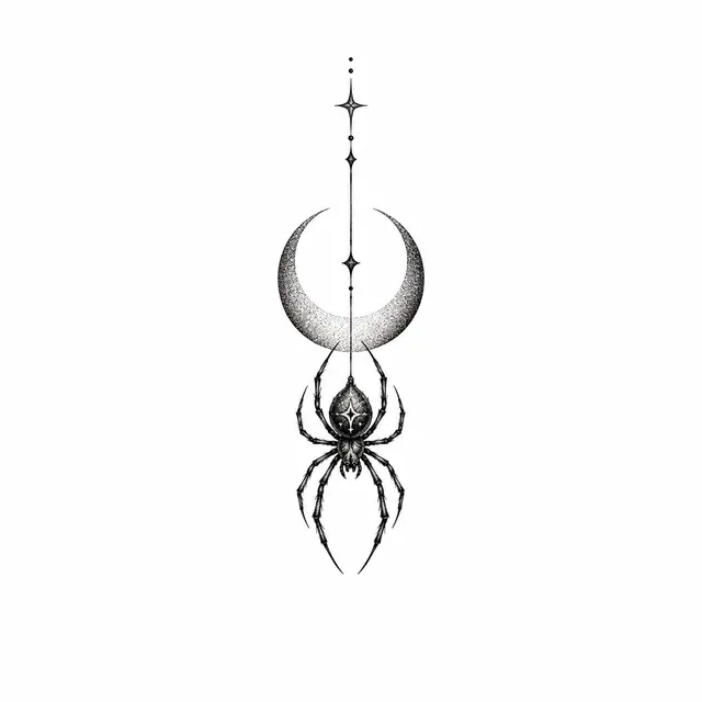 Dotwork gothic spider tattoo design for the ankle