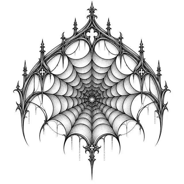 Dotwork gothic spider tattoo design for the shoulder