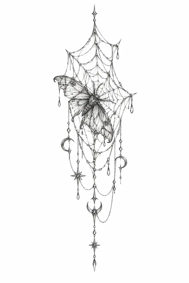 Fine-line gothic spider tattoo design for the forearm