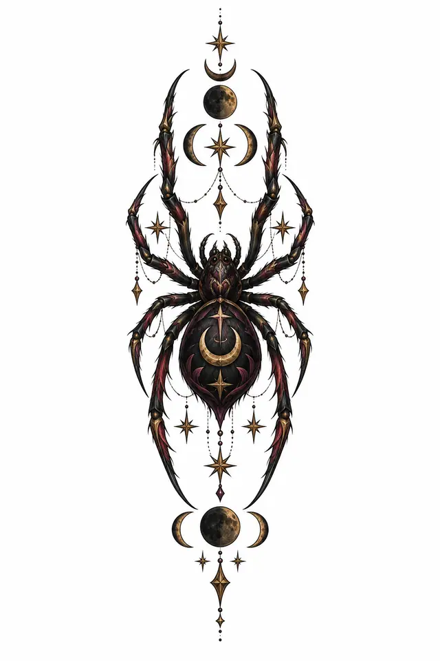 Neo-traditional gothic spider tattoo design for the forearm
