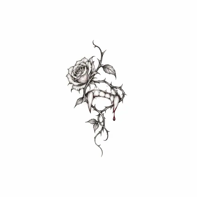 Fine-line gothic vampire tattoo design for the ankle
