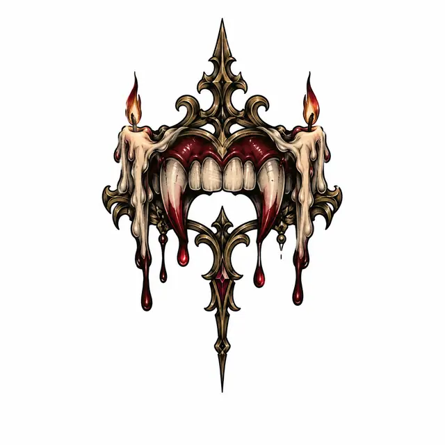 Neo-traditional gothic vampire tattoo design for the wrist