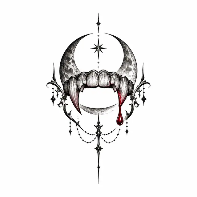 Red and black gothic vampire tattoo design for the ankle