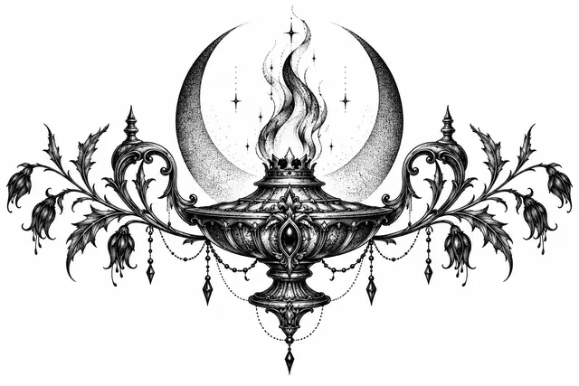 Dotwork Victorian gothic tattoo design for the chest