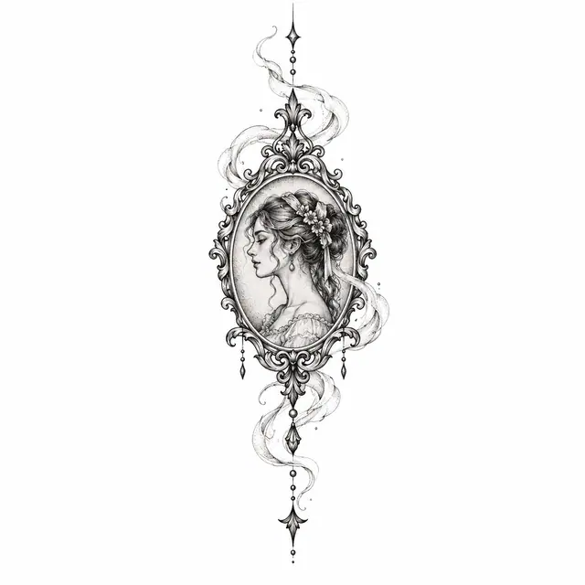 Fine-line Victorian gothic tattoo design for the wrist