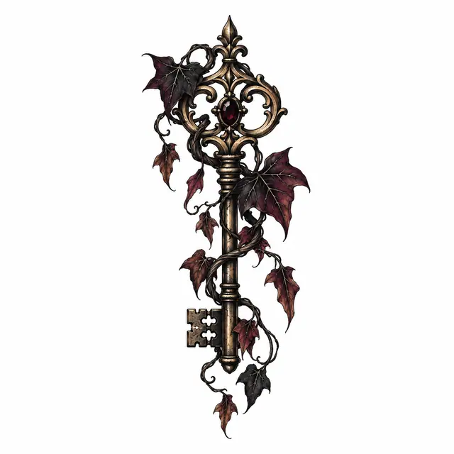 Neo-traditional Victorian gothic tattoo design for the ankle