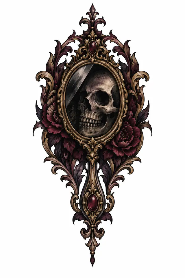Neo-traditional Victorian gothic tattoo design for the hand